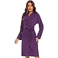Knuffnee Women Bath Robes Terry Cloth Towel Robe Knee Length Bathrobe with Pockets