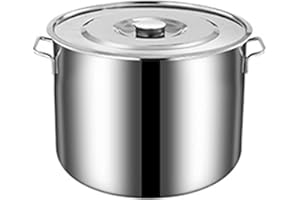 ​WAHEWUD Stainless Steel Stock Pot with Lid 4 Quart Thickened Soup Bucket Dual Handles Small Commercial Design Induction Pot 