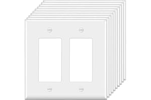 [10 Pack] BESTTEN Decorator Wall Plate, 2 Gang Standard Size Outlet Cover for GFCI and USB Receptacles, H4.53” x W4.57”, Unbreakable Polycarbonate Material, UL Listed, White