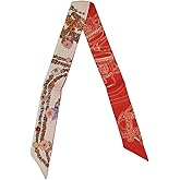 COtheSumay 100% Mulberry Silk Scarf for Handbags,Bags, and Purses,1Pcs 2"x35" Hair Ribbon Skinny Neck Scarves for Women