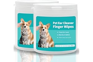 BDLLMDES Dog Ear Wipes for Pets Remove Ear Wax, Dog Ear Wipes Finger Stop Ear Itching, Easy to Use - 100 Count