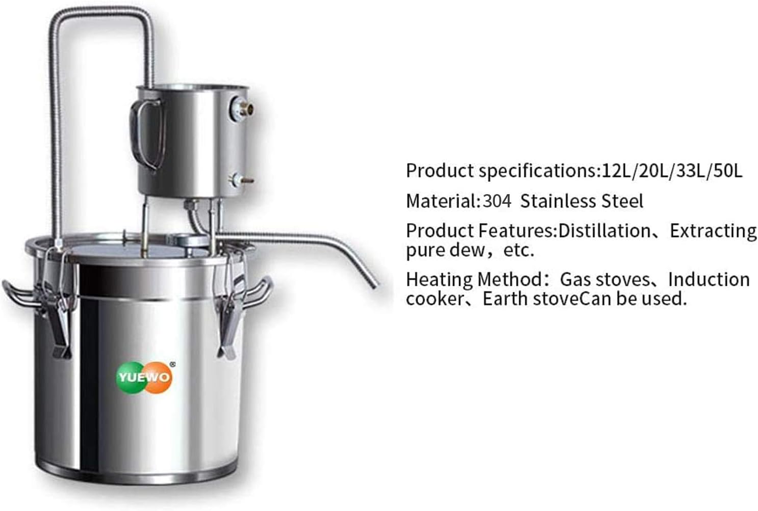 3Gal/12L YUEWO DIY Making Complete Home Alcohol 304 Stainless Steel