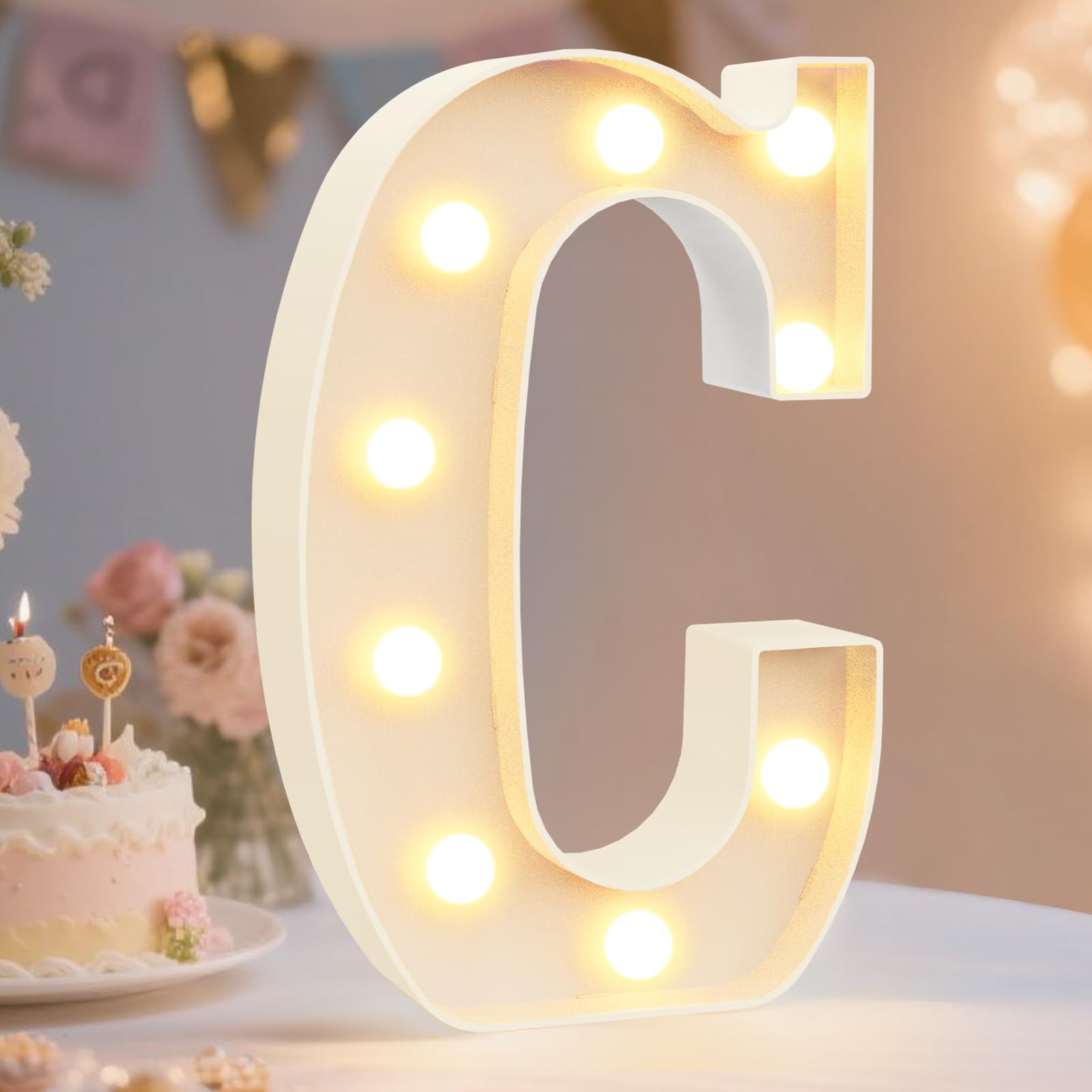 Photo 1 of Pooqla LED Marquee Letter Lights Sign, Light Up Alphabet Letter for Home Party Wedding Decoration C