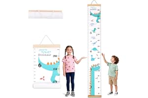 Growth Chart for Wall, Cute Kids Dino Height Measurement Measuring Chart with Hook Height Tracker Ruler for Toddlers Teens Ba