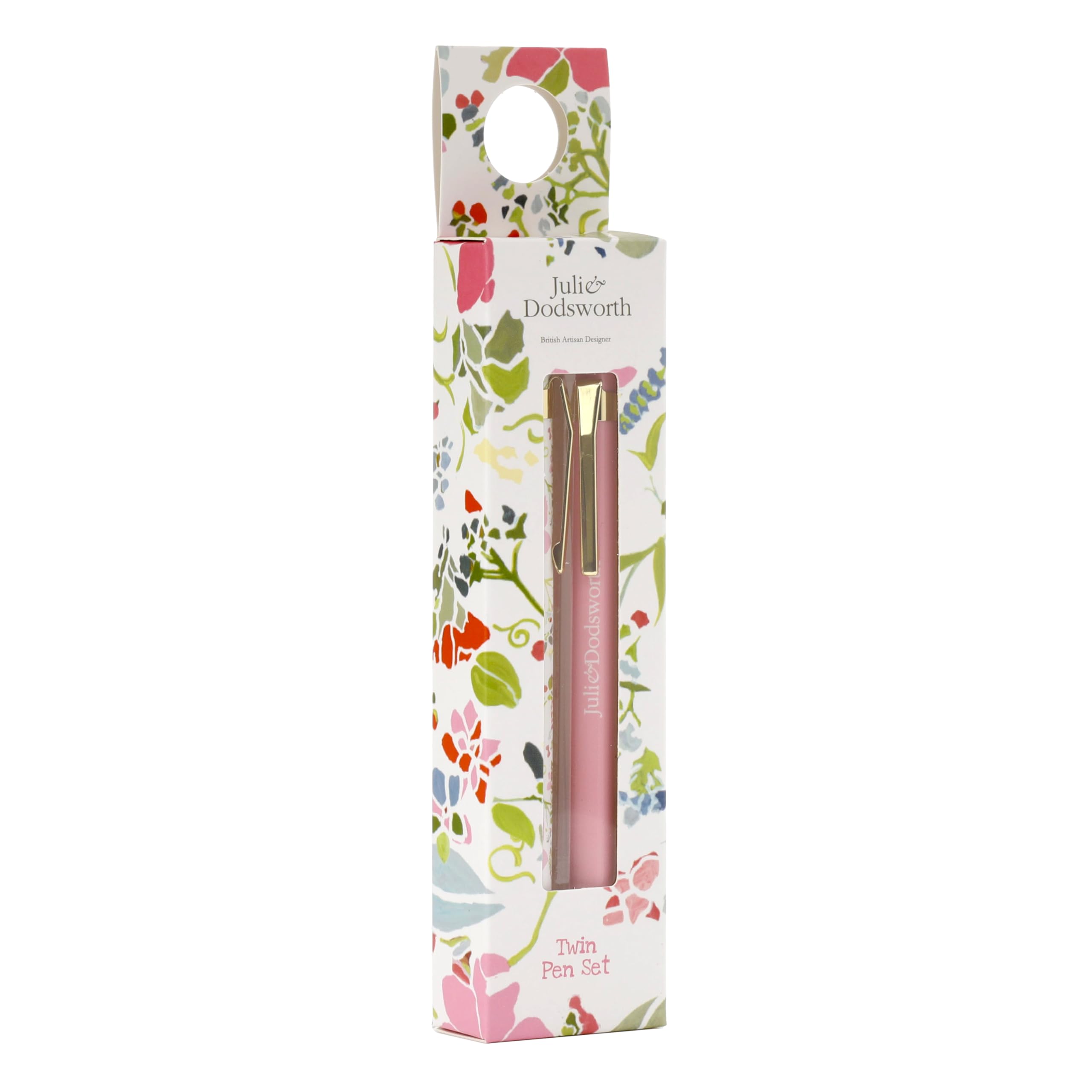 Puckator Julie Dodsworth Pink Botanical Pen Twin Set - Great Gifts for Students From Teachers - End of term Gifts for Pupils - Coloured Pen as Class Gifts - Student Starter Pack Pen
