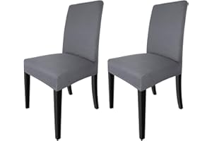 NORTHERN BROTHERS Waterproof Chair Covers, Parsons Chair Slipcover, Forros para Sillas De Comedor, Dining Chair Covers Set of 2, (Dark Grey)