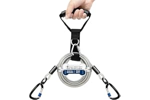 Duckygoo Heavy Duty Dog Tie Out Cable-Dog Leads for Yard & Camping, Rust Proof Leash Cable with Carrying Handle, No Tangle Tether for Medium to Large Dogs Up to 500lbs,10FT,Silver