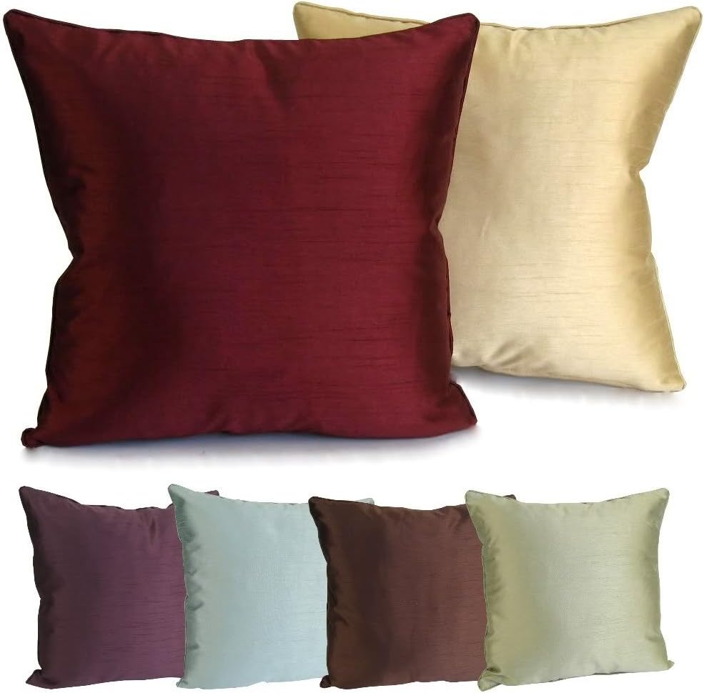 Solid Faux Silk 18x18 Bordered Accent Throw Pillows (Set of