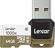 Lexar Professional 1000x microSDXC 64GB UHS-II/U3 (Up to 150MB/s Read) W/USB 3.0 Reader Flash Memory Card LSDMI64GCBNL1000R