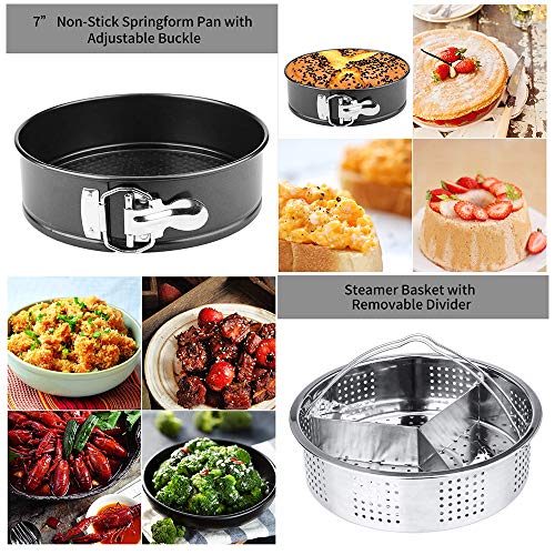 HOMFUL 18-Pieces Pressure Cooker Accessories Set Compatible with Instant Pot 5,6,8 Qt - 2 Steamer Baskets with Divider, Non-stick Springform Pan, Stackable Egg Steamer Rack, Egg Bites Mold - Thumbnail 2