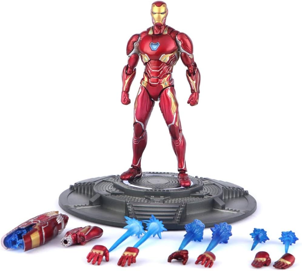 WJBFQY FH Iron Man Action Figure, Avengers Iron Man Toy - 6 Inch Boy Toy Model ( Color : Toy+base 2 )
