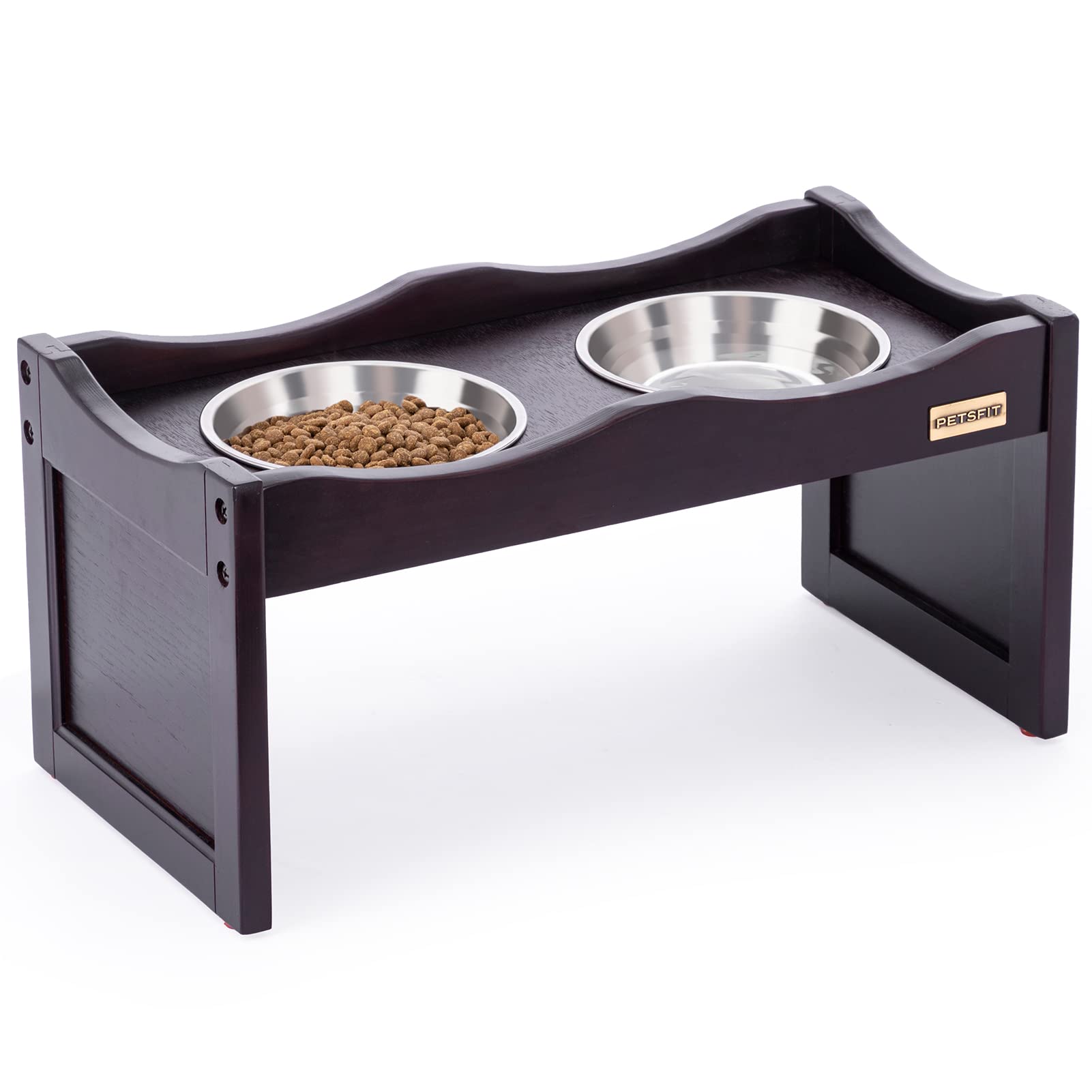 Petsfit Raised Dog Bowls for Large Dogs Wooden Dog Food Stand with 2