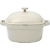 Crock-Pot Northvale Cast Aluminum Lightweight Durable 5.2 Quart Heavy Duty Dutch Oven Pot With Lid, Oven Safe, Dual Handles - Matte Linen White
