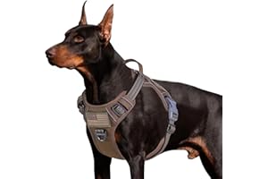 BUMBIN Tactical Dog Harness for Large Dogs No Pull, Famous TIK Tok No Pull, Fit Smart Reflective Pet Walking Harness for Training, Adjustable Dog Vest Harness with Handle Brown L