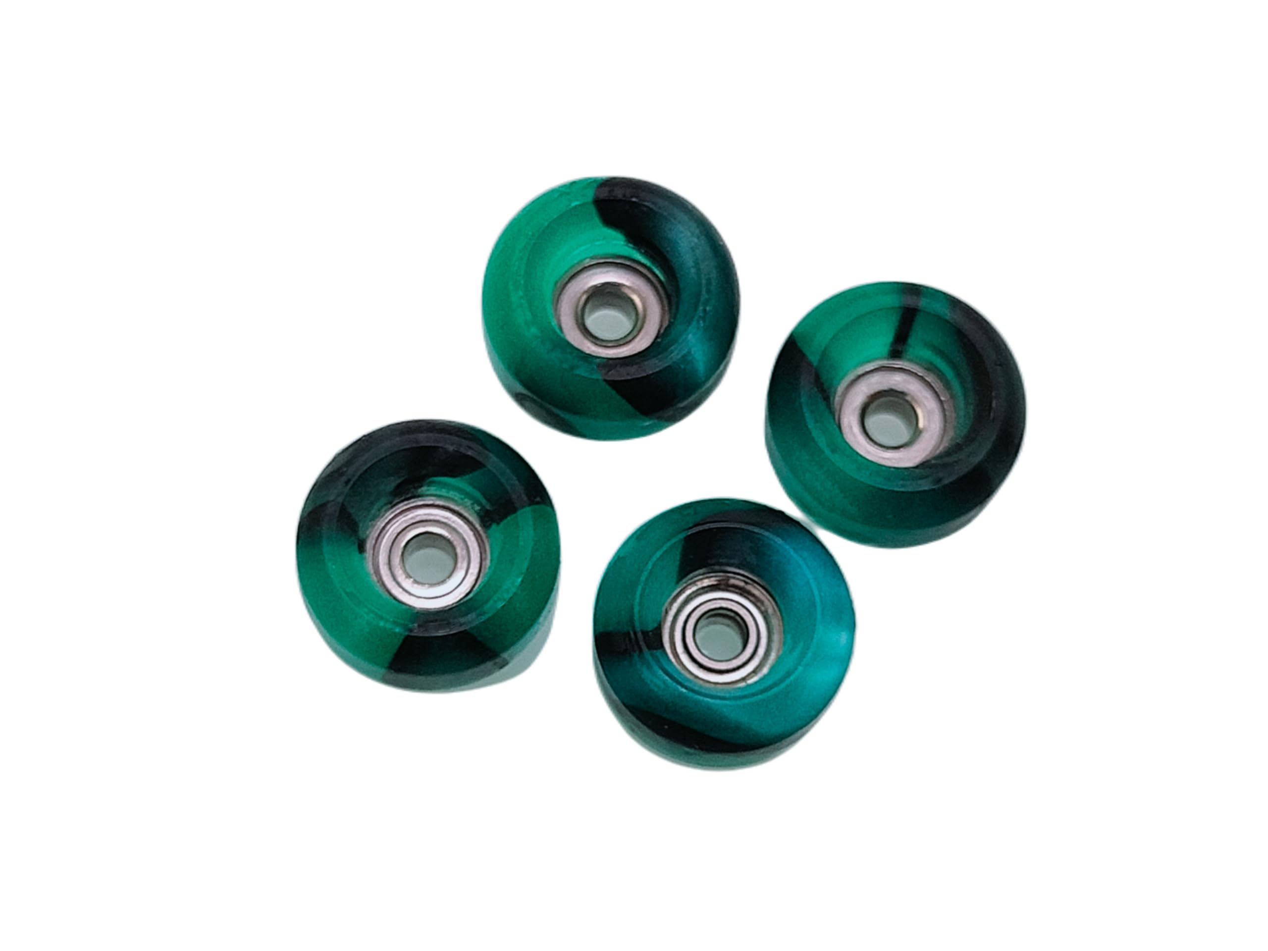 Pro Fingerboard Wheels - Pro Finger Skateboard Wheel Handmade - 7.5mmx4.5mm –New Street Shape Design - Swirl Colorway (Green)