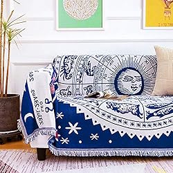 MayNest Boho Woven Throw Blanket Reversible Cotton