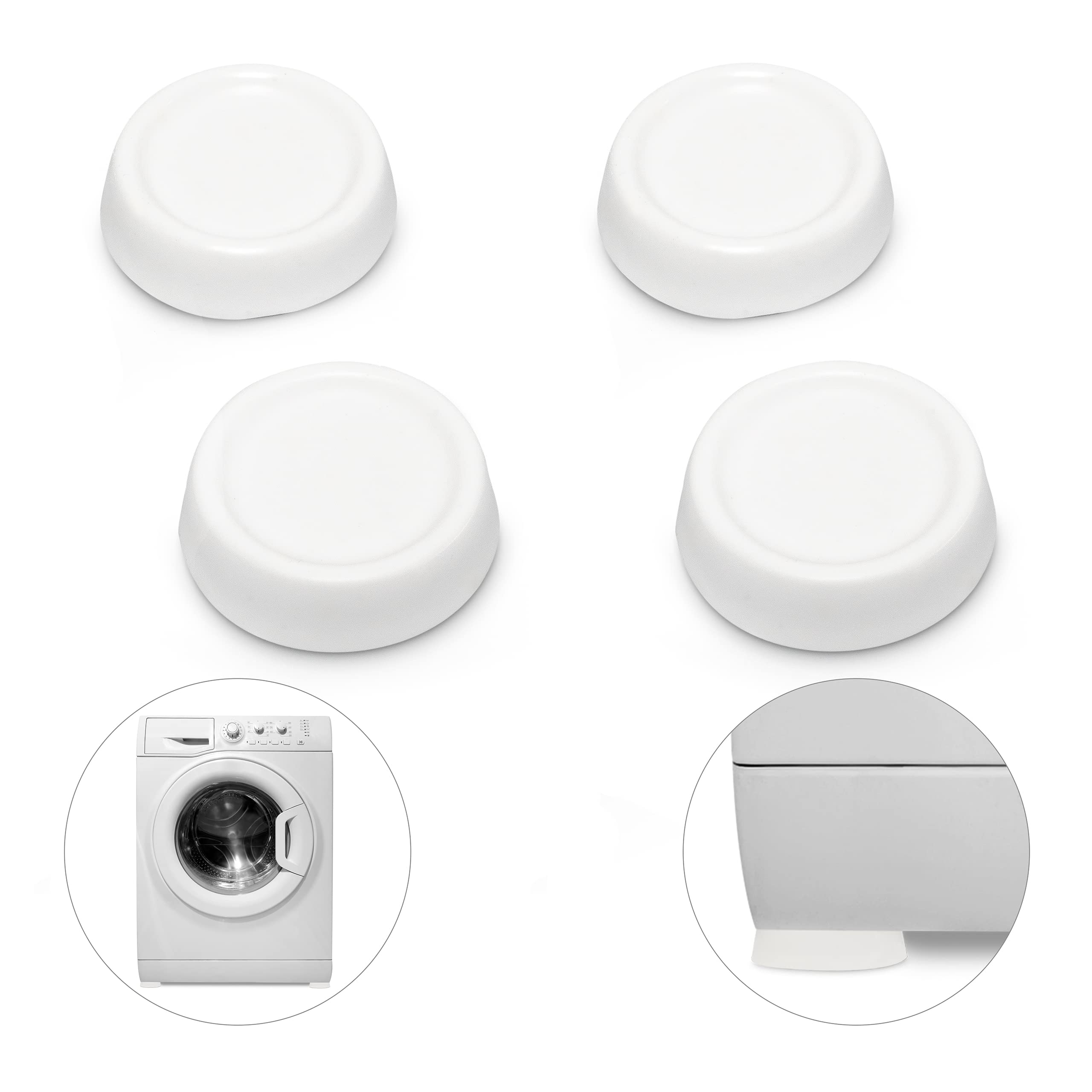 Relaxdays Anti-Vibration Pads for Washing Machine, Dryer, Dishwasher White PVC (Pack of 4), 4er Pack