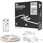 Olaholii 32.8ft COB Led Strip Light with Remote, 6500K Ra93+ Dimmable Bright Daylight White Led COB Strip Light, White Continuous Led Strip Light for Mirror, Stair, Cabinet, Room