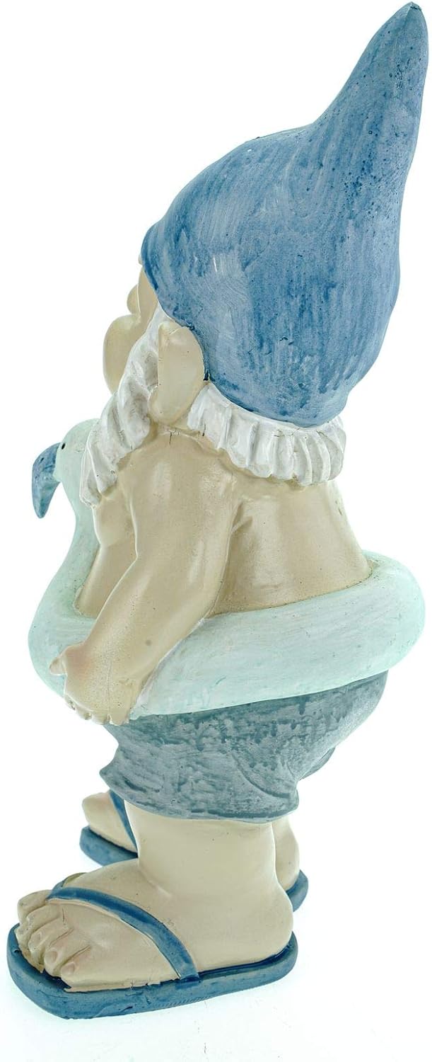 Garden Gnome with Swim Ring 31 cm Garden Gnome Figure, Blue, 31 x 16 x 16 cm - Image 4