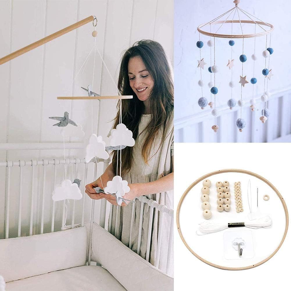 Cadre De Berceau Perles En Bois Carillons A Vent En Bois 41 Pcs Diy Cadre Mobile En Bois Cadeau Pour Bebe Carillon A Vent Decoration De Chambre A Coucher Cadeaux De Naissance