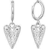 Lansora Stainless Steel Dangle Huggie Hoop Earrings Multi-Design Drop Dangling Jewelry with Fruit Moon Star Animal Geometric Earrings for Women