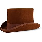 Punctualgood Wool Felt Top Hat Victorian Mad Hatter 6" Magic Hat Gentlemen Performing Jazz Caps Rock Hat for Men Women Gift