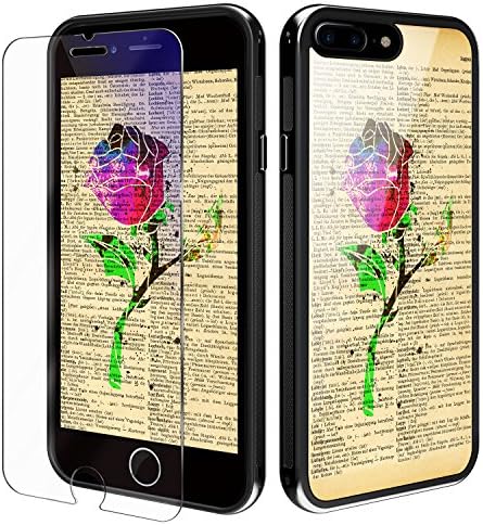 iPhone 8 Plus Case YiPG Beauty and the Beast inspired Rose iPhone 7 Case for Apple iPhone 7 Plus (5.5 inch) Protective Kit with Blue light filter (Eye-Protect) Tempered Glass Screen Protector … (Rose)