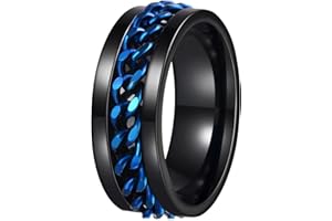 Udolfly Mens Fidget Rings Anxiety Spinner Rings for Men Classic Chain Rings for Women Adults Titanium Steel Ring