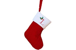 UASWGUDFS 8 Inch Red Monogram Christmas Stocking Mini Initial Letter L Cable Knit Stockings with White Cuffs Cute Xmas Alphabet Decorations for Home Family Fireplace Hanging Gifts DIY Decor