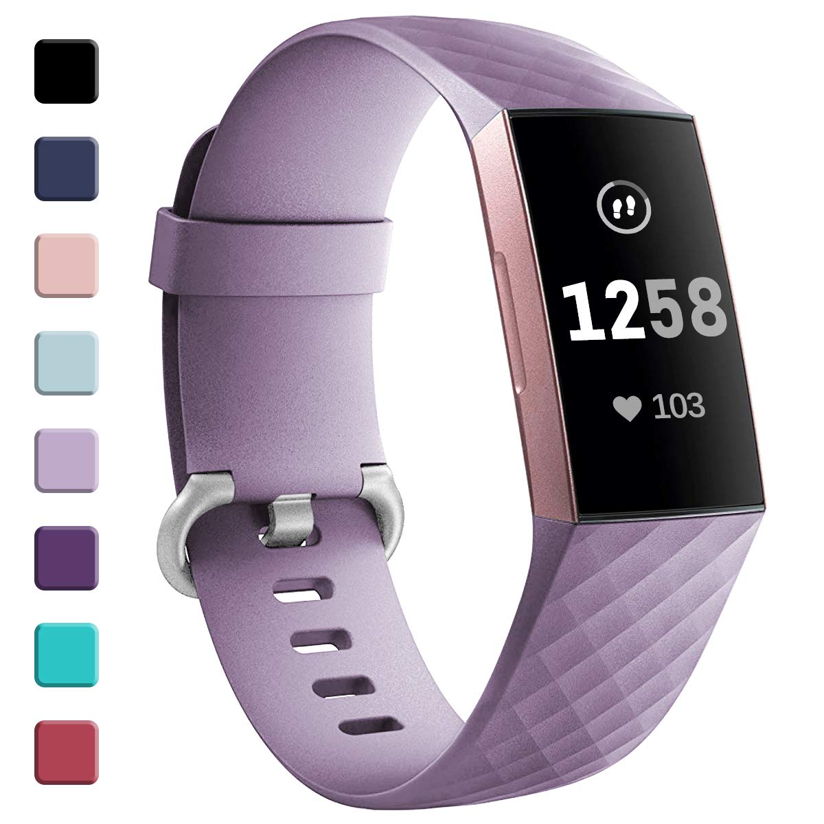 GEAK Strap Compatible for Fitbit Charge 3/4, Adjustable Classic Replacement Wristband, Small Lavender for Women Men โ image 1