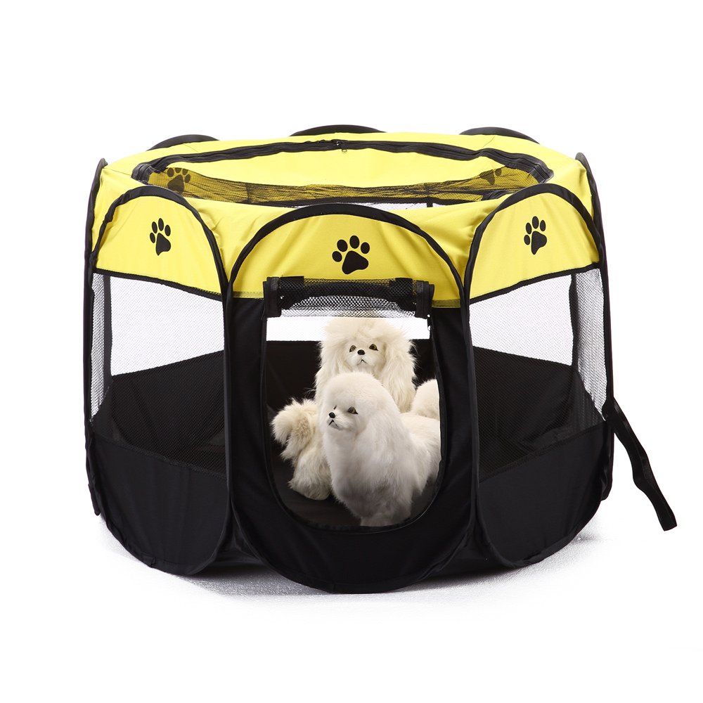 S-Lifeeling Traveling Dog Cat Puppy Kennel Indoor Outdoor Kennel Removable Mesh Shade Cover Portable Foldable Playpen for Dogs Cats