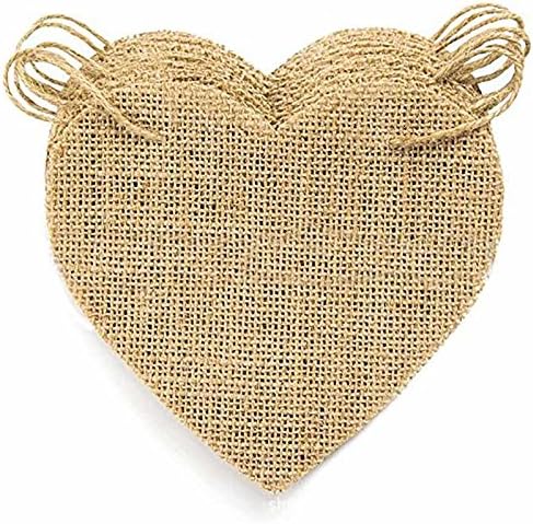 G2PLUS Reusable Heart-Shaped Burlap Banner, 15PCS Rustic Wedding Hessian Bunting - Image 5