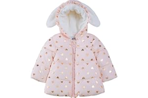 Rokka&Rolla Baby Girls' Water-Resistant Soft Mini Fur Lined Puffer Jacket Winter Coat for Newborn Infant Toddler