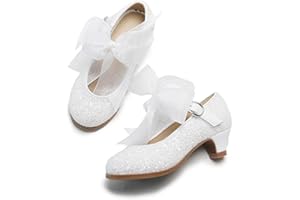 THEE BRON Girls Dress Shoes Mary Jane Heels Princess Wedding Party Pumps