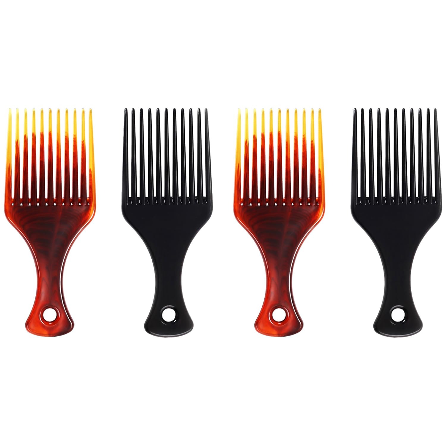 4 Pieces Anti-Static Comb, Wide Tooth Comb Styling Tool, Can Be Easily Combed and Stylized, Suitable for Styling Natural Curly Hair (Brown + Black)