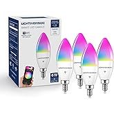 Lightinginside Smart Candelabra LED Bulbs 60 Watt Equivalent, 500LM 6W, E12 LED Bulb Compatible with Alexa/Google Assistant/S