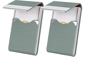 2 Pack Business Card Holder, PU Leather Business Card Case, Metal Slim Card Holder Display, Pocket Business Card Box with Mag