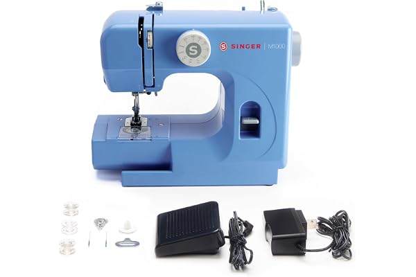 SINGER® M1000 Mending Machine (Blue) with Accessories | 4 Built in Stitches deliver 32 Stitch Applications | Compact, Lightwe
