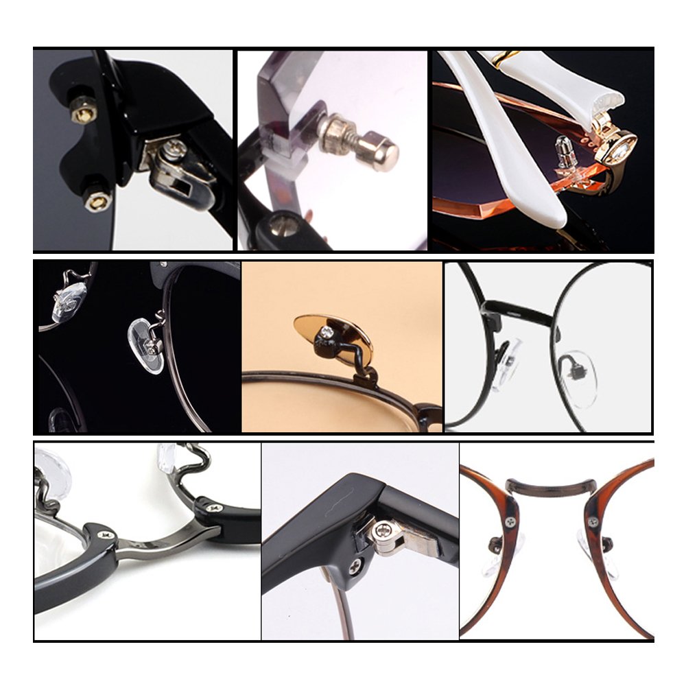 SHiZAK 700pcs Eyeglasses Sunglass Spectacles Tiny Screws Nut Kit & Silicone Nose Pads Assortment Repair Tool Set with Tweezer Micro Screwdriver