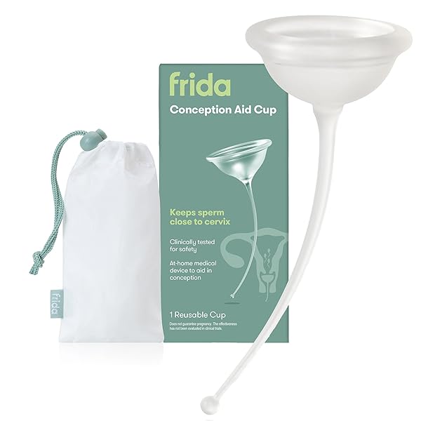 FRIDA FERTILITY CONCEPTION AID CUP | NATURAL CONCEPTION AID CUP FOR FERTILITY SUPPORT, AIDS IN CONCEPTION FOR WOMEN, KEEP SPERM CLOSE TO CERVIX, REUSABLE WITH STORAGE BAG, SOFT + FLEXIBLE SILICONE