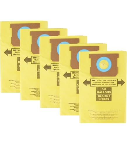 KEEPOW WS01025F2 Lot De 6 Sacs D'aspirateur Humides Et Secs Pour Aspirateurs D'atelier Compatibles Avec Les Aspirateurs D'atelier De 7,3 à 19,7 Litres, Pièce # VF2000