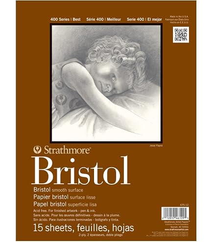 Strathmore Blocco Di Carta Bristol Liscia 22,9x30,5 Cm – 20 Fogli Per Penna E Inchiostro, Senza Acidi, Made In USA (2 Blocchi)