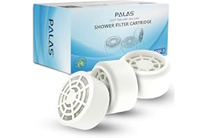 PALAS 22-Stage Shower Head Filter Cartridge, Replacement for Hard Water, Removes Chlorine & Harmful Substances, 3-Packs