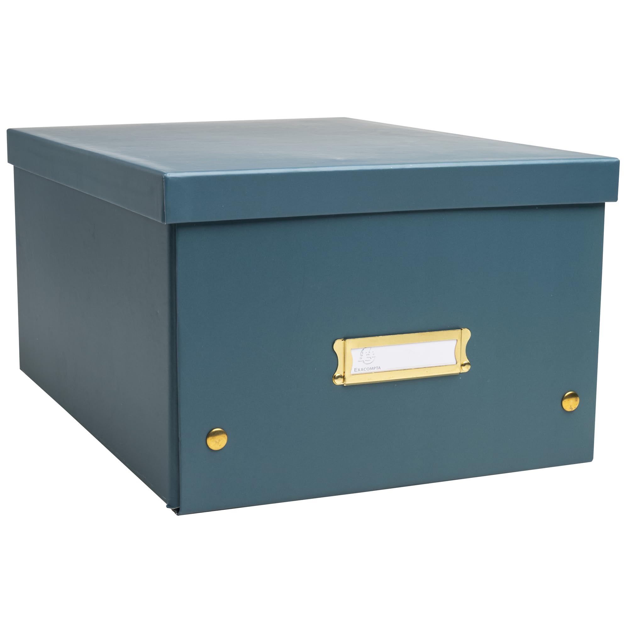 Exacompta - Ref 62353E - 1 Neo Deco storage box - cardboard - delivered flat packed - easy to assemble thanks to press studs - size A4 - dimensions 27 x 36 x 20 cm - color duck blue