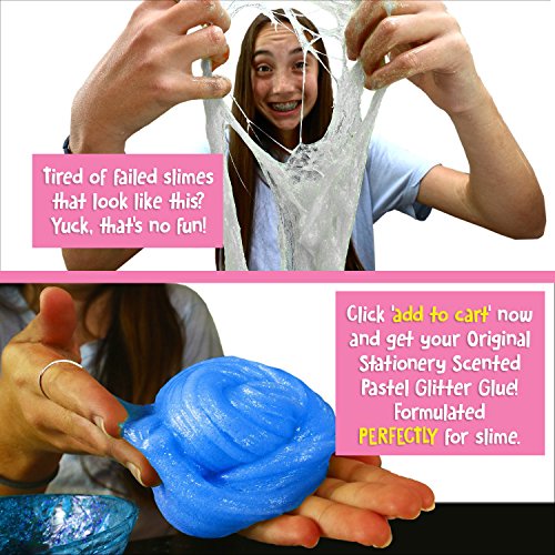 Glitter Glue Slime Supplies Kit for Girls [PASTEL COLORS, FRUIT SCENTED, WASHABLE] Great Stuff for Kids [SLIME ACTIVATOR INCLUDED] Clear Glue Set For Making Red Blue Pink Green Yellow Purple Slimes - Thumbnail 5