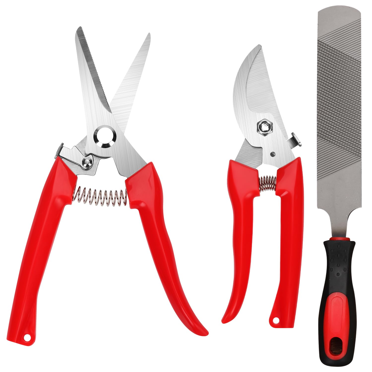 3pcs Goat Hoof Trimmers and File, Nail Clipper Plier for Hoof Nipper Curved/Straight Head Horse Hoof Trimming Shear Farrier Rasp Horseshoe Tool Kit for Goat Sheep Lamb Animal Hoove Accessories(Red)