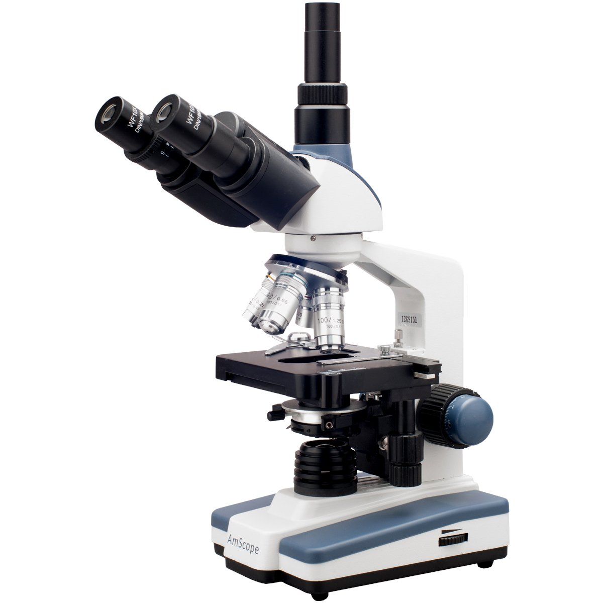 AmScope - 40X-2500X LED Lab Trinocular Compound Microscope w 3D 2-Layer Mechanical Stage