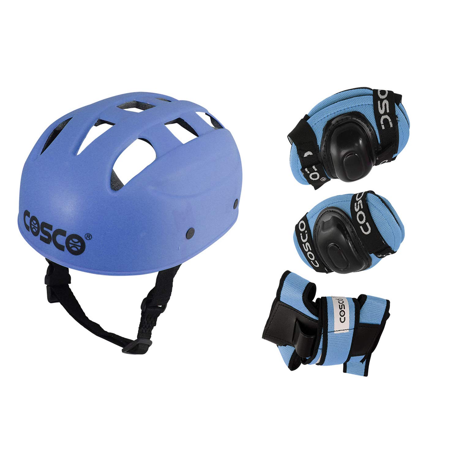 Cosco 4 in 1 Plastic Skating Protective Kit Includes Head, 2 Knee 2 Elbow & 2 Pam Guards, Black for Kids and Beginner