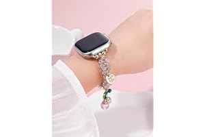 Cherry Bracelet Watch Band Crystal Beaded Bracelet Compatible with Apple Watch Band 38mm 40mm 41mm 42mm 44mm Women, Handmade 
