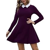 Aphratti Women's Long Sleeve Fall Dresses 2025 Casual Peter Pan Collar A Line Fit and Flare Skater Goth Dress